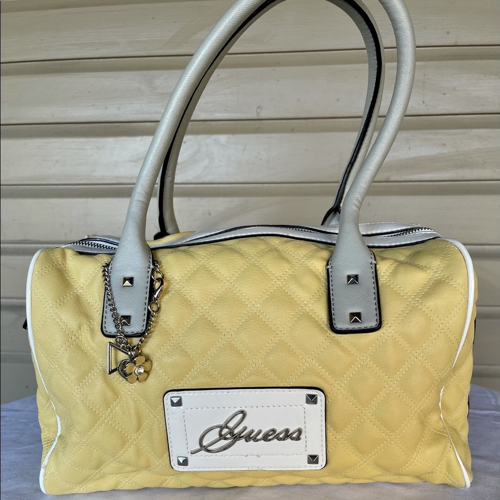 Yellow Guess Faux Leather Fully Lined Handbag